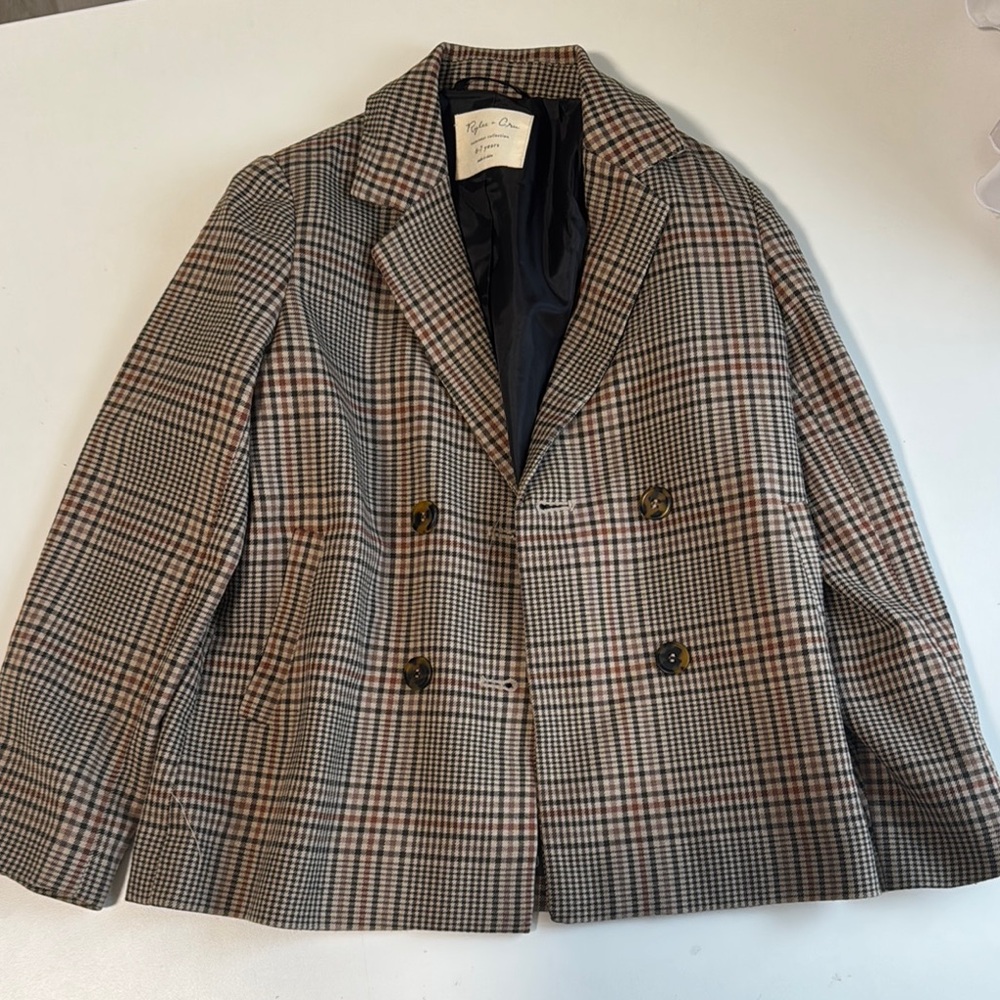 Rylee + Cru Plaid Blazer - Brown and Black